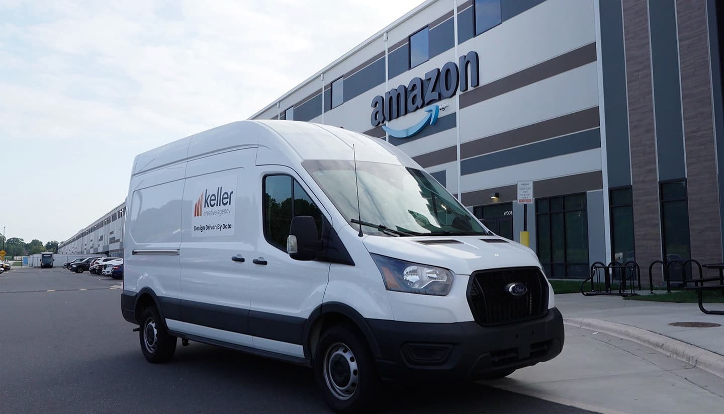 Keller Creative van at Amazon facility